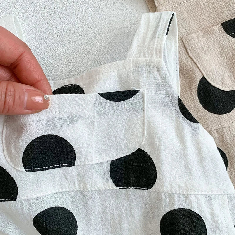 MILANCEL Summer Baby Rompers Toddler Dot Overalls Infant Girls Clothes With Hat Boys Jumpsuit
