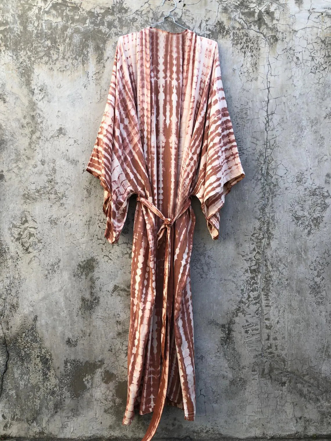 Women's Boho Stripe Tie Dye Swimsuit Cover Up with Belt Tunic Sarong Cardigan Dress Bikini Cover-ups Beach Wear Kimono