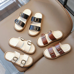 New Summer Slippers Boy Fashion Thick Bottom Flip Flops for Children Cut-outs Girls Beach Shoes