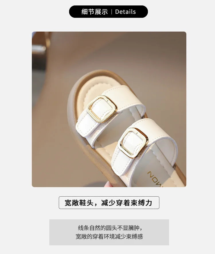 New Summer Slippers Boy Fashion Thick Bottom Flip Flops for Children Cut-outs Girls Beach Shoes