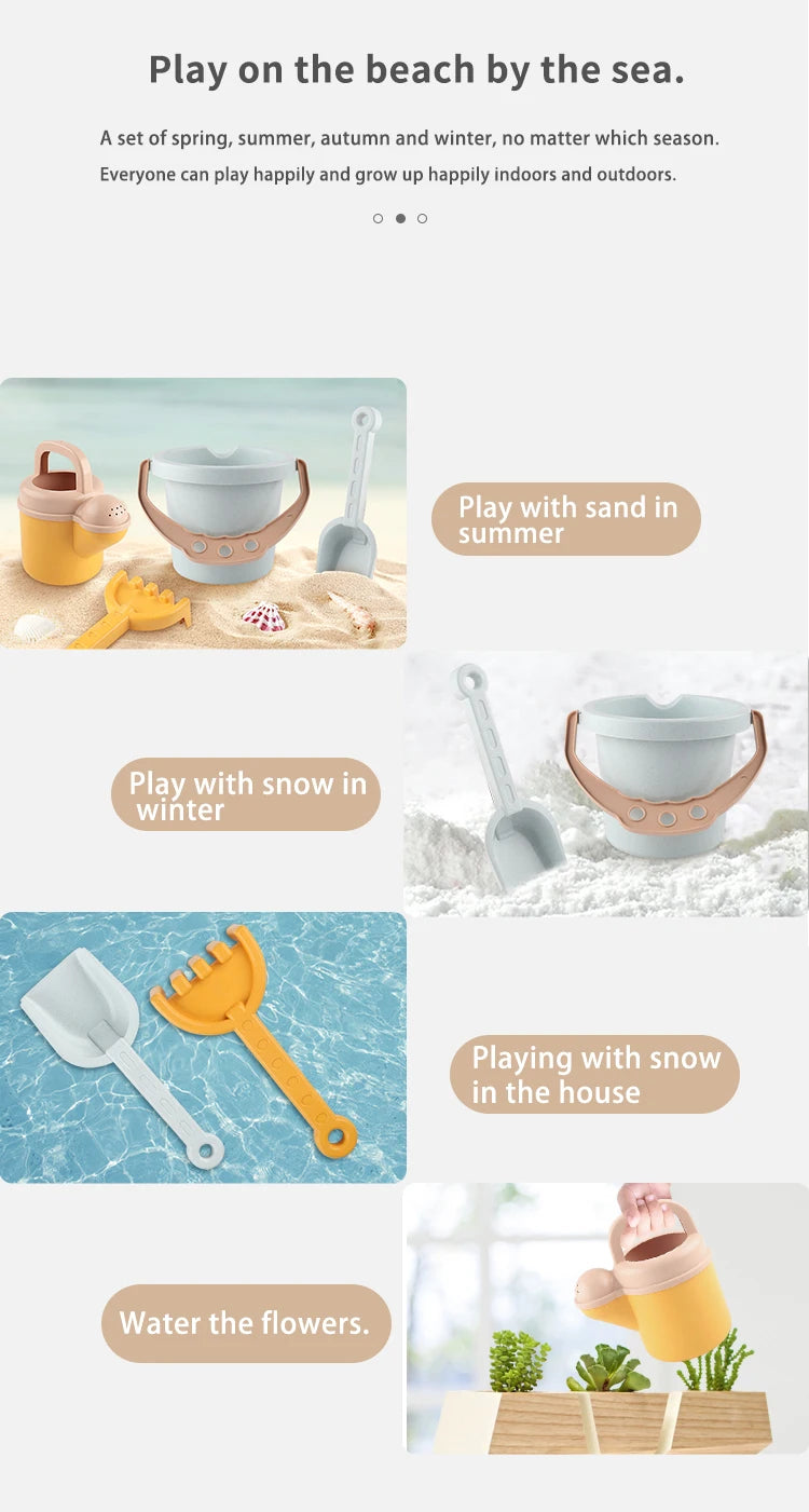 Children's beach toy straw beach bucket set can be loaded with sand digging tools to water flowers outdoor wheat straw toys.