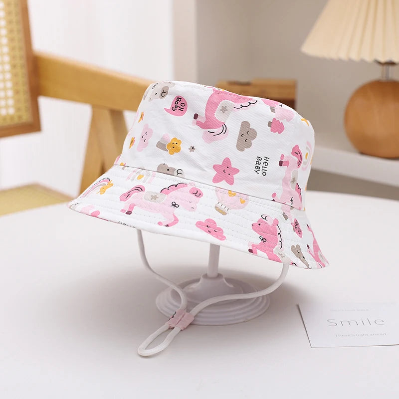 New Panama Summer Baby Sun Hat for Girls and Boys Beach Sun Cap Cartoon Autumn Kids Fisherman's Cap Outdoor Baby Bucket Hat