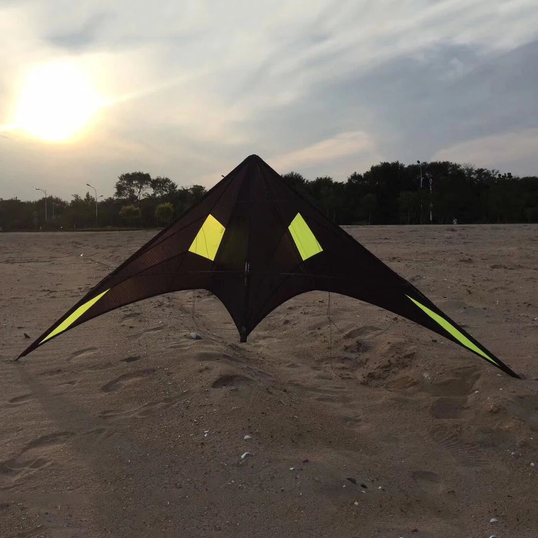 9KM Freilein Acrobatic Kite 2.34m 2 Line Professional Stunt Kite Blackjazz Ⅲ Beach Wrist Strap + 2x30mx150lb Spectra Lines +Bag