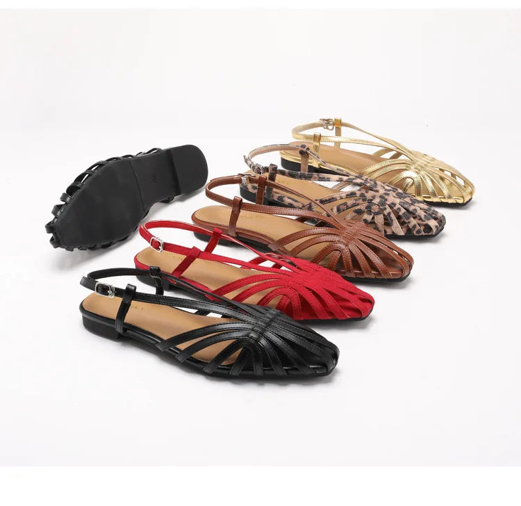 ZAROY Narrow Band Women Flat Sandals Large Size Designer Brand Banquet Wedding Shoes Summer Hollow Beach Gladiator Sandalias