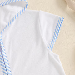 Toddler Girl Hooded Beach Coverup Summer Infant Stripe Print Zipper Bathrobe Children Short Sleeve Summer Swimwear Cover-up