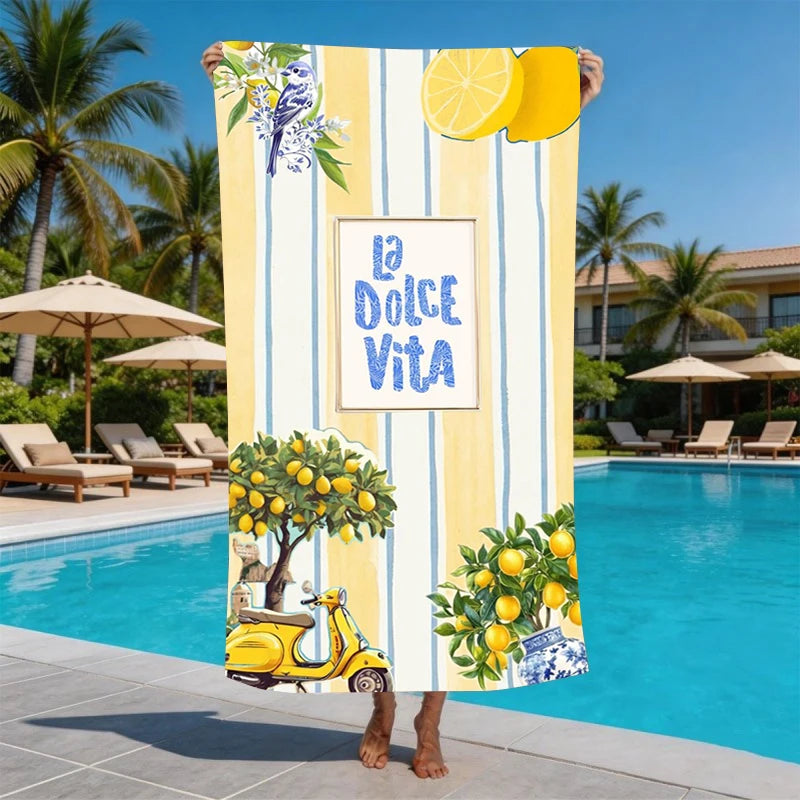 Amalfi Coast Italian Microfiber Beach Towel Oversized Extra Large Sand Free Pool Towels Quick Dry Super Absorbent Swim Blanket