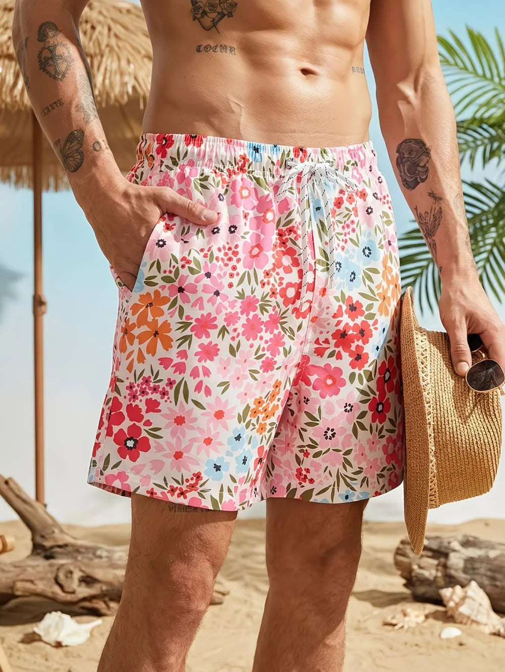 2026 Men's Summer Short Beach Vacation Hawaiian 3D Printed Shorts Men Y2k Graphic Short Pants Male Breathable Swim Loose Shorts