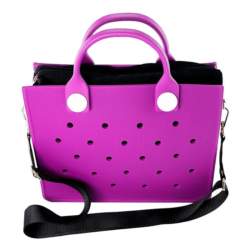 EVA Large Leather Shoulder Bag Handbag Tote Bag Storage for Women Casual Waterproof Beach Bag Hole Fit Charm Fashion Storage Bag