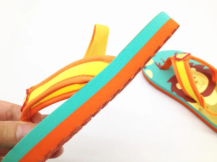 2025 Summer Children Cute Cartoon Animal Slippers Beach Shoes Kids Flip Flops Elastic Band Anti-slip Sandals Boys Girls Slippers
