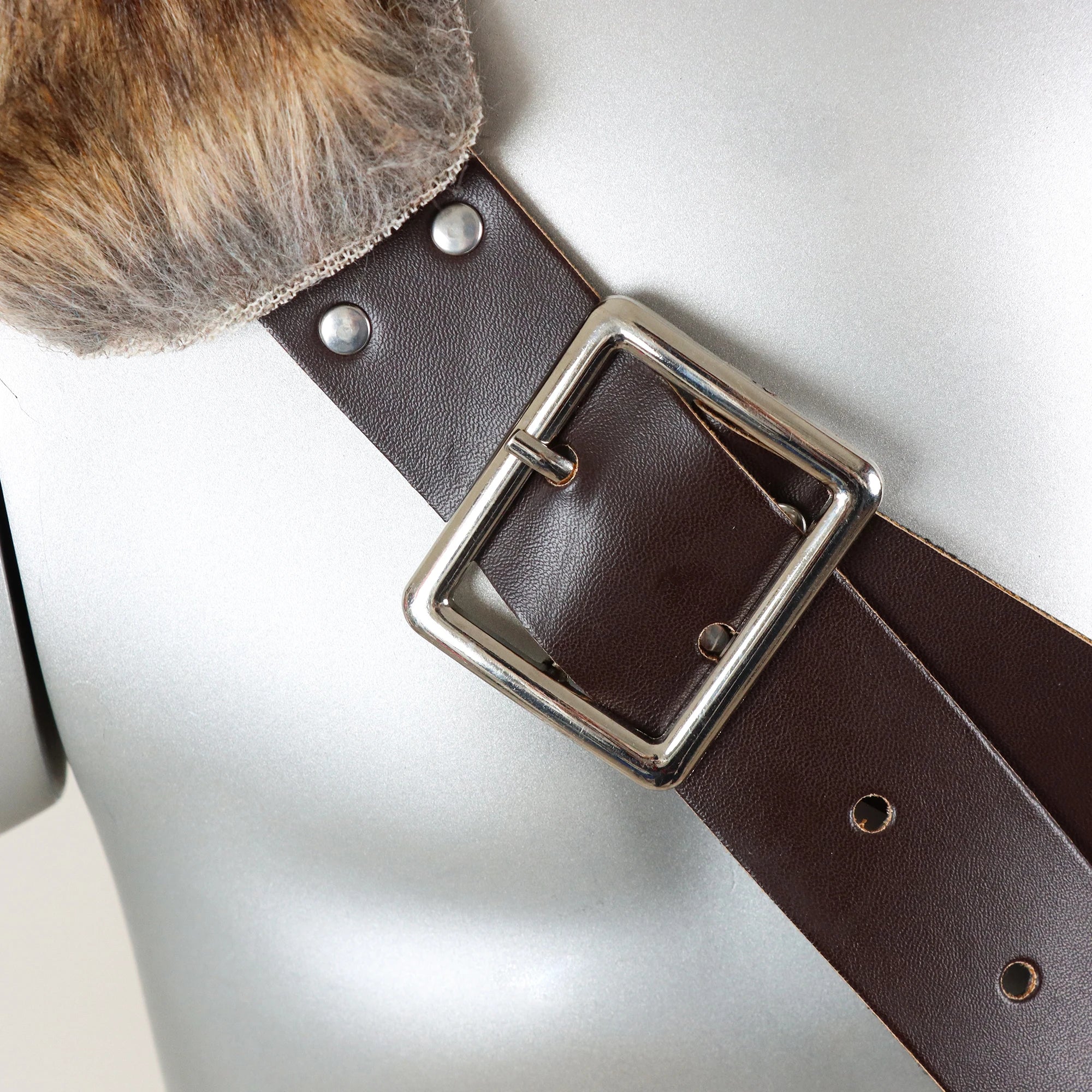 Medieval Viking Belt the Renaissance Knight Accessories with Fur Shoulder Armor Suit PU Leather Role Playing  Accessories