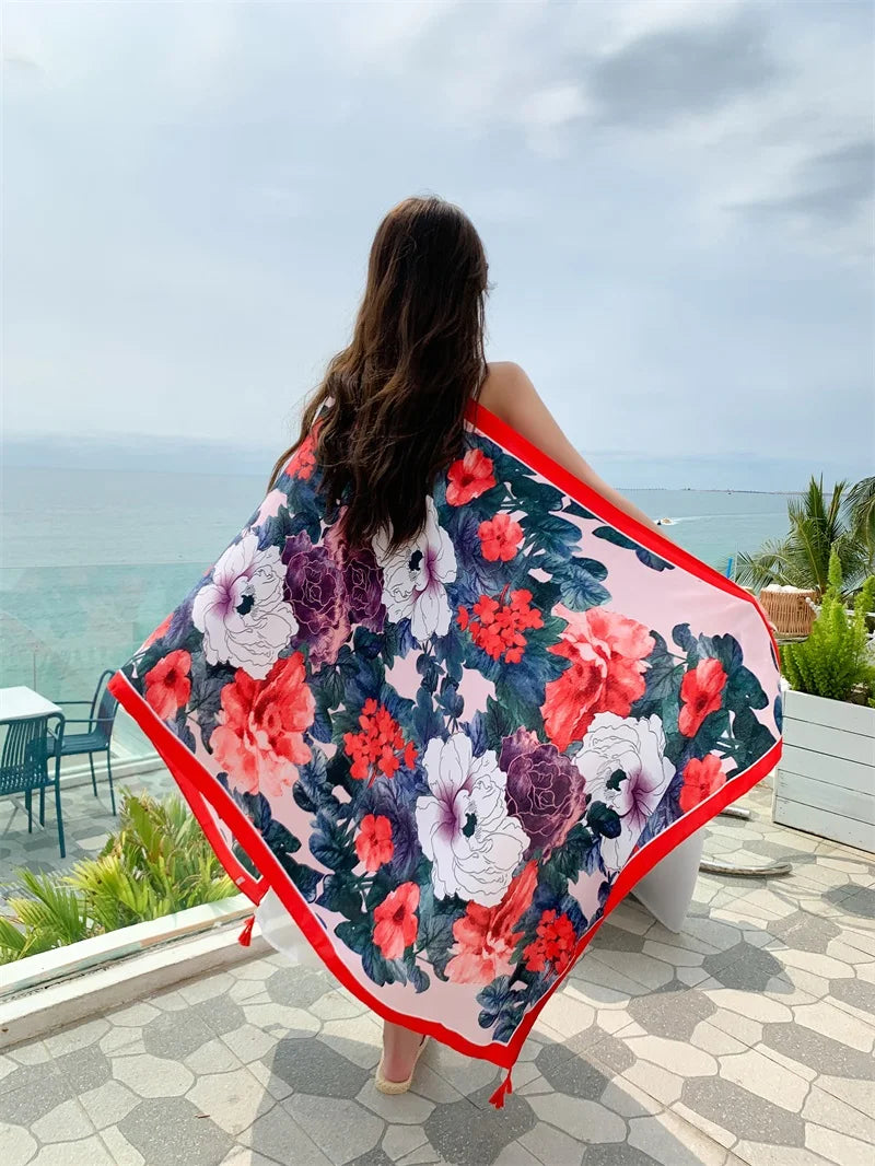 20 Styles 90x180cm Cotton Linen Summer Beach Dress Bikini Cover-ups Sarong Wrap Scarf Women Brazilian Swimsuit Bathing Cover Up