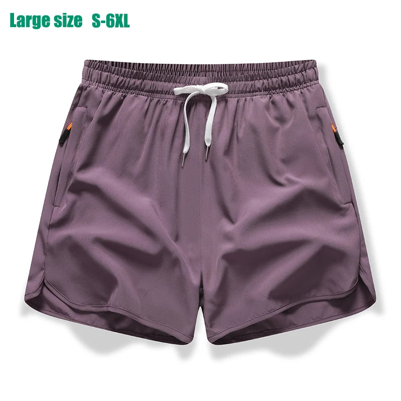 3/4 Sport Shorts Summer Men Casual Solid Ice Silk Light Sweat Absorb Quick Dry Running Fitness Outdoor Loose