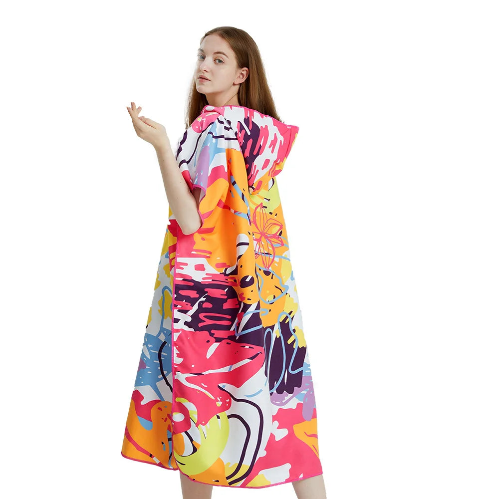 Surf Poncho Towel Poncho Quick-Dry Towel Hoodie Microfiber Beach Robe Changing Poncho Swim Towel Beach Poncho For Adults (A19)