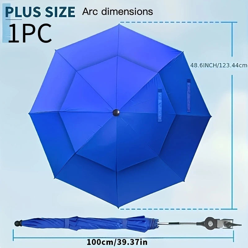 Beach Sunshade Umbrella, Double-Layer Ventilated Canopy for Beach Chair, Camping, Fishing & Outdoor Activities