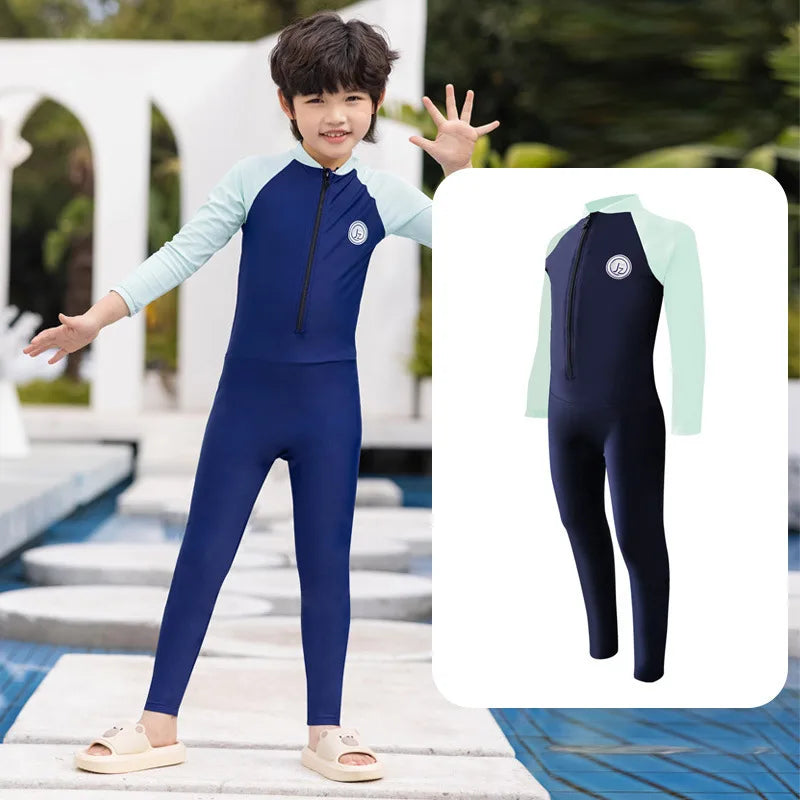 Little Boys/Girls Long Sleeve Rash Guard Swim Shirt+Trunks+Leggings Sun UV Protect Sunsuit for 1-10 Years Kids Toddler Swimsuit