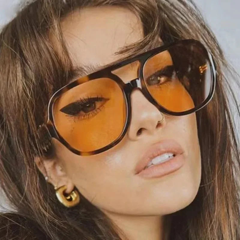 Square Big Frame Sunglasses for Men and Women Lightweight Frame Black Yellow Sun Glasses with UV Protection