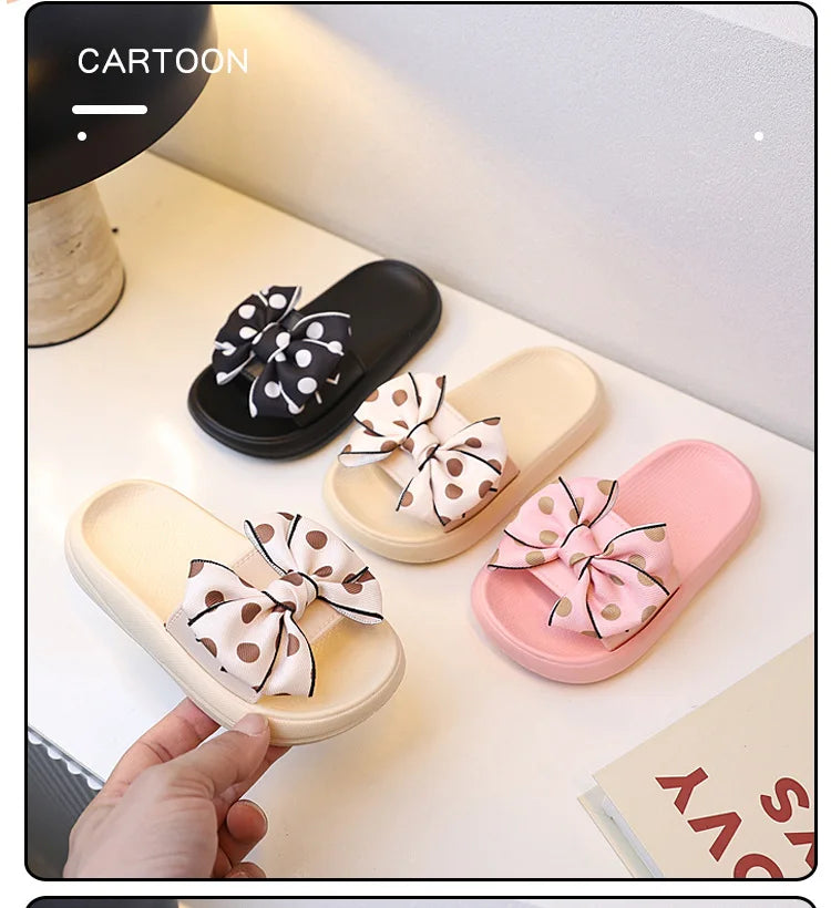 2026Summer Children's Slippers Girls Princess Non-slip Soft Sole Slippers Toddler Girl Shoes Bow Tie Slippers Flip Flops Outdoor