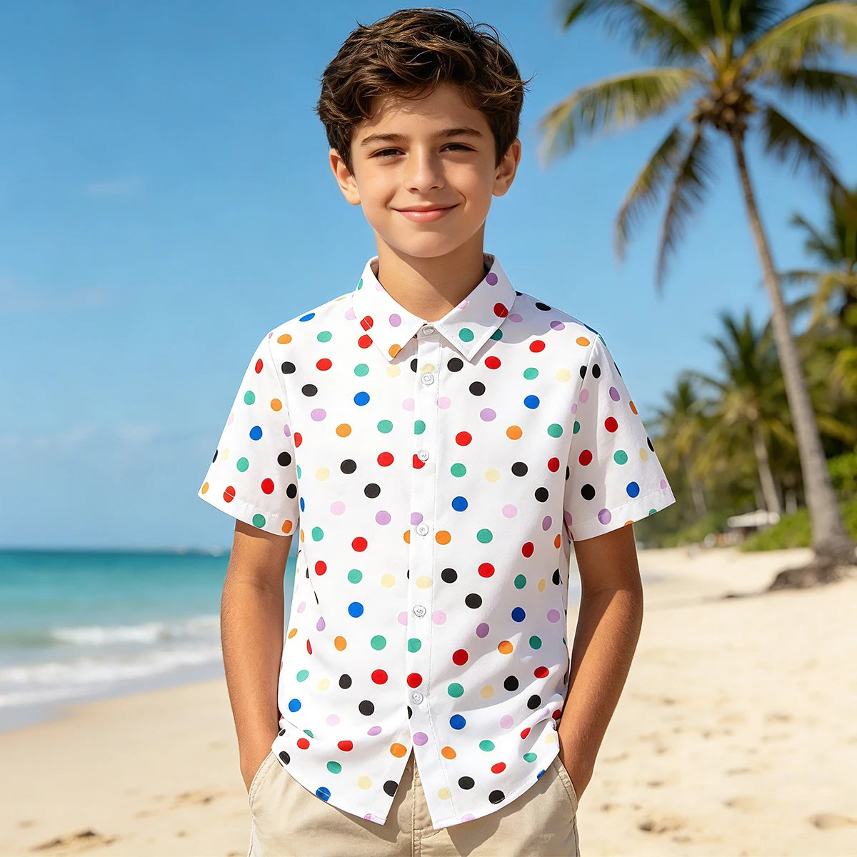 Boys Hawaiian Shirt Kids Summer Beach School Gift Casual Top Teenager Novelty Fashion Daily Holiday Birthday Tee