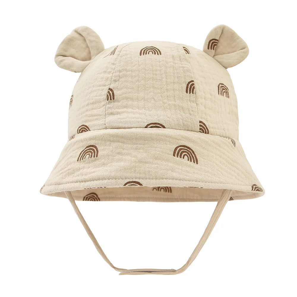 Newborn Boys Girls Bucket Hat Summer Kids Toddler Panama Cap 0 to 12 Months Soft Cotton Baby Sun Hat With Ears Cute Bunny