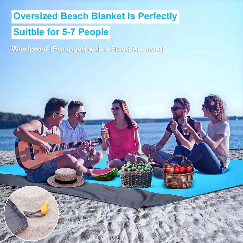 Beach Blanket Super Large 79 x 83 Inch Sandproof Waterproof Soft Comfortable Material Light Weight Portable for Beach Outdoor