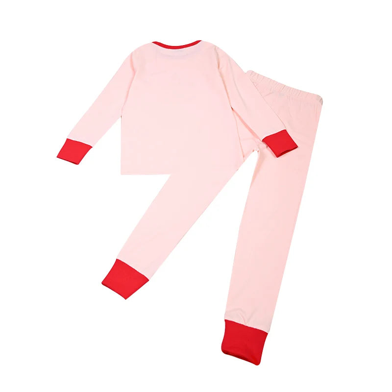 Summer Family Matching Set Long Sleeve Pajamas Brother and Sister Matching Pink and Blue Carousel Soft Print Sibling Clothes