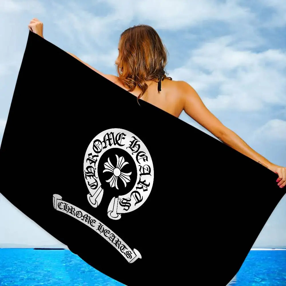 Classic C-Chrome H-Hearts Microfiber Beach Towel Absorbent Quick Dry Soft Yoga Swimming Resort Mountain Climbing Towel