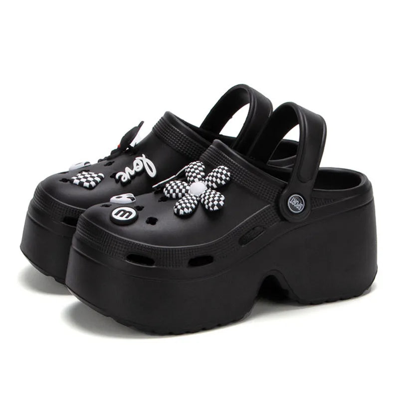 Women Chunky Platform Sandals 2024 Summer Soft Thick Sole Diy Clogs Garden Shoes Woman Closed Toe Non-Slip Beach Slides Sandals