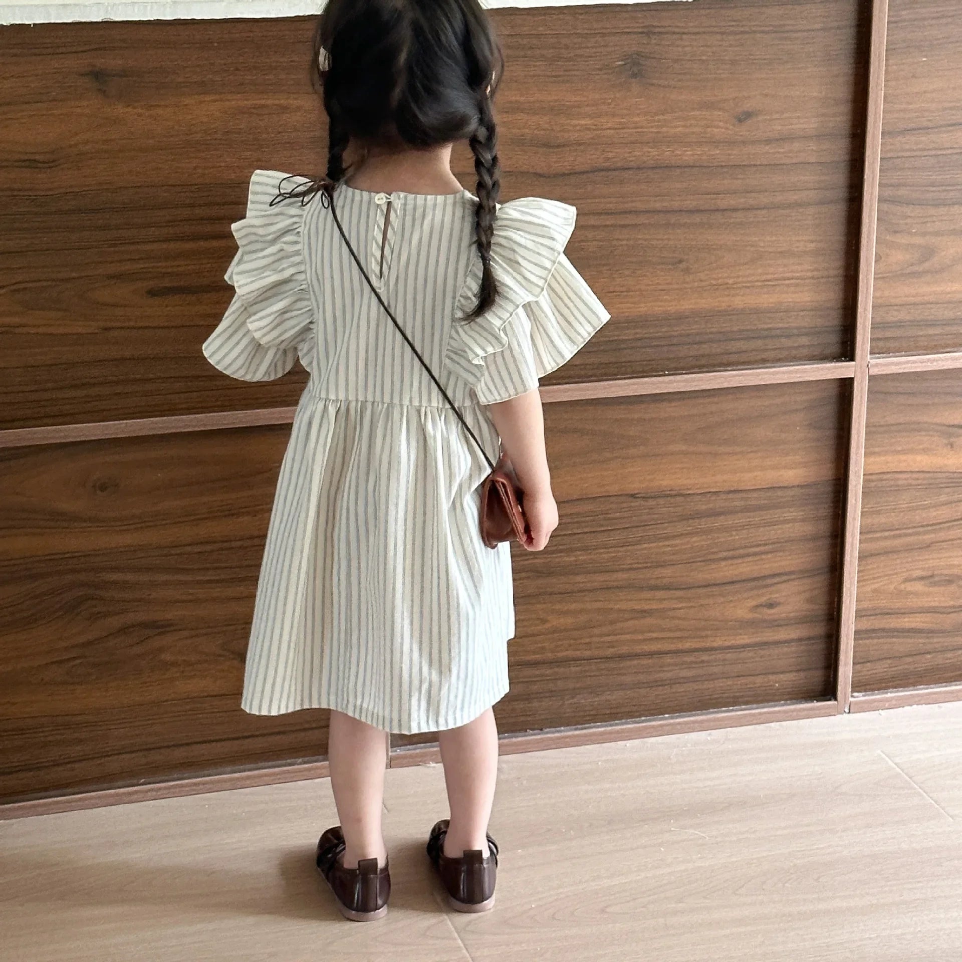 22004 Brother Sister Clothes Summer New Short Sleeve Stripes Baby Boy's Suit Or Cotton Girl Dress