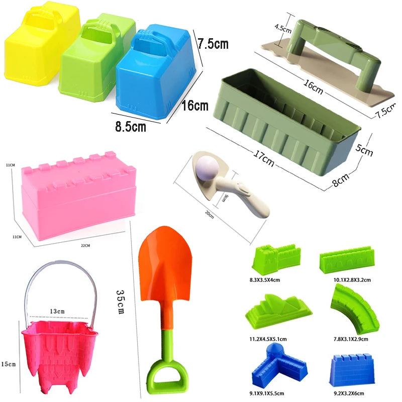 Kids Water Play Beach Toys Sandbox Mold Set Shovel Castle Building Wall Honeycomb Briquette Mold Summer Outdoor Sand Play Game