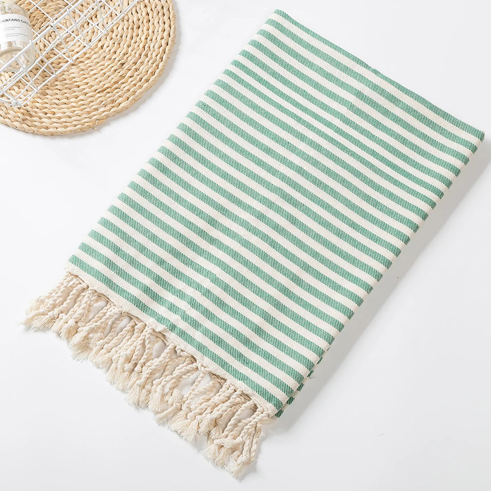 YEUZLICOTTON Hot Sale luxury Striped Tassel 100% cotton sauna spa bath towel For Home 100*180CM Travel Turkish Large beach towel