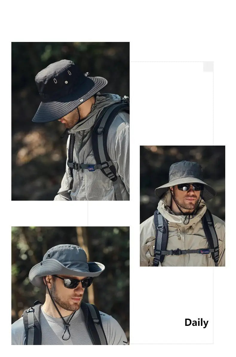 Summer Bucket Hat For Men Fisherman Cap Fishing Outdoor Sunshade Big Brim Sunscreen Riding Hiking Suncreen Sunhat