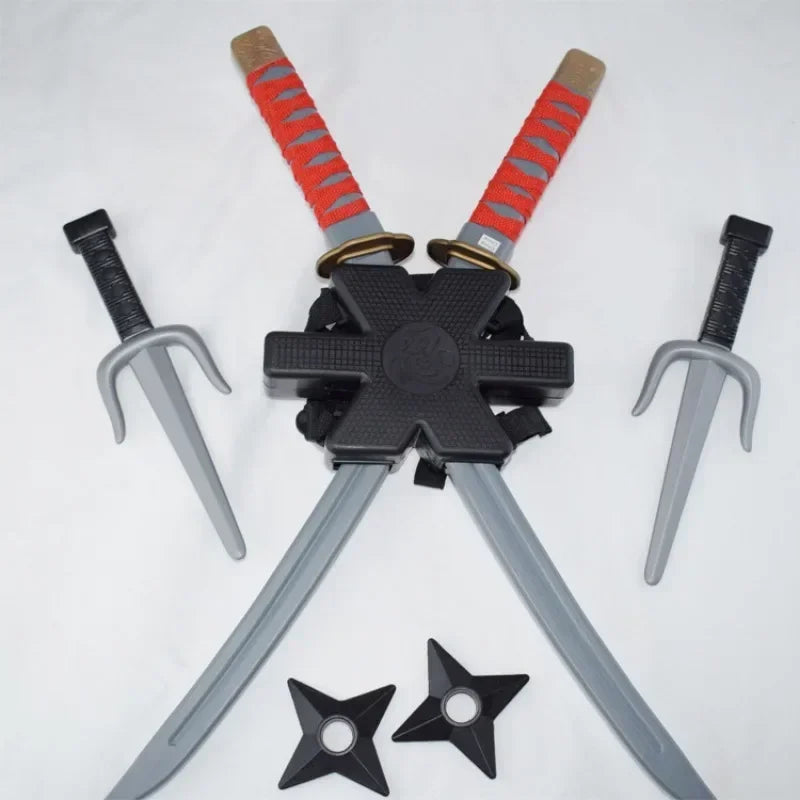 1: 1 Ninja Set Halloween Children's Japanese Samurai Cosplay Toys Knife Set Dart Toy Model Gifts Collection Bizarre Toys