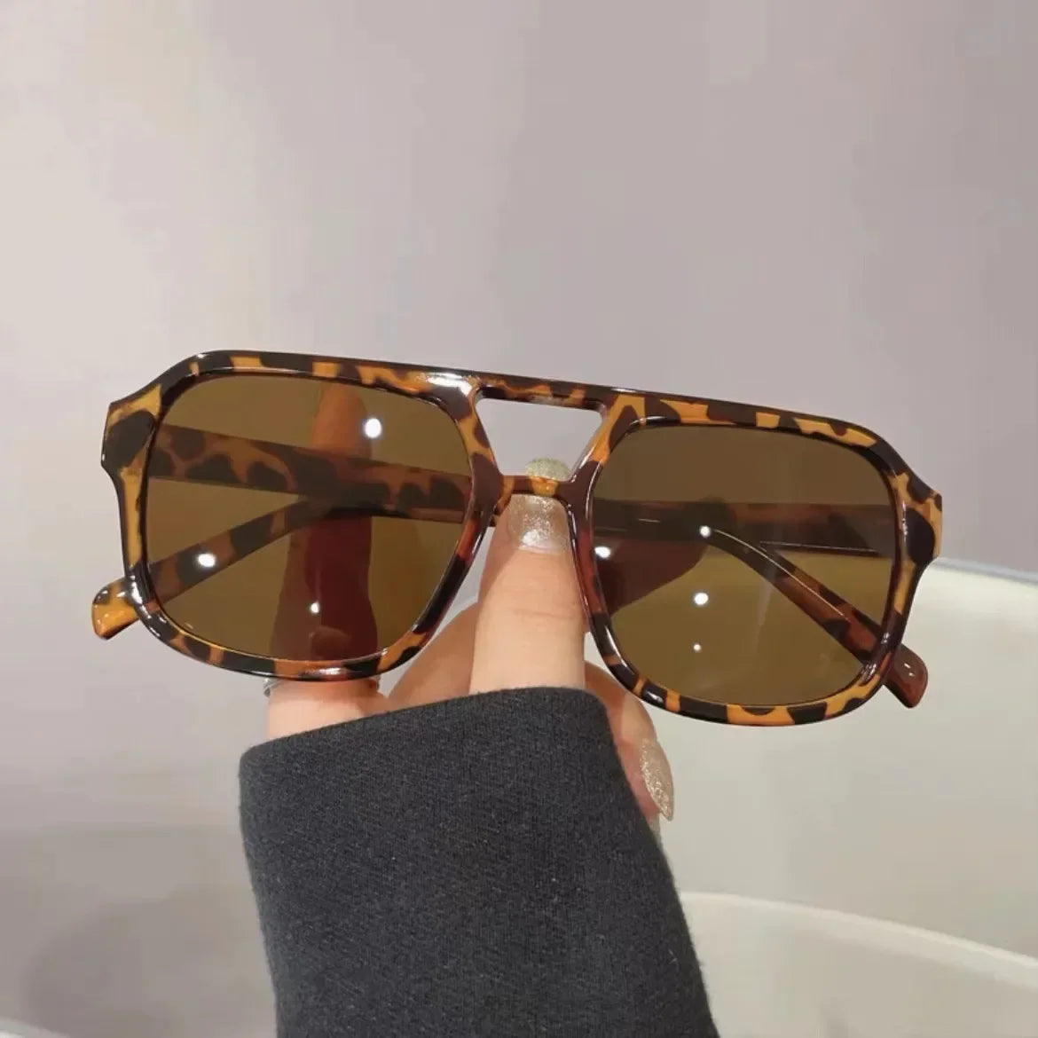 Square Big Frame Sunglasses for Men and Women Lightweight Frame Black Yellow Sun Glasses with UV Protection