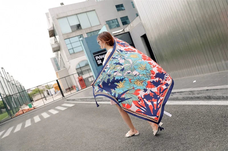 Fashions 90x180cm Twill Cotton Pareo Beach Cover-Ups Women Large Beach Dress Bikini Bathing Swimwear Cover Up Sarong Wrap Scarf