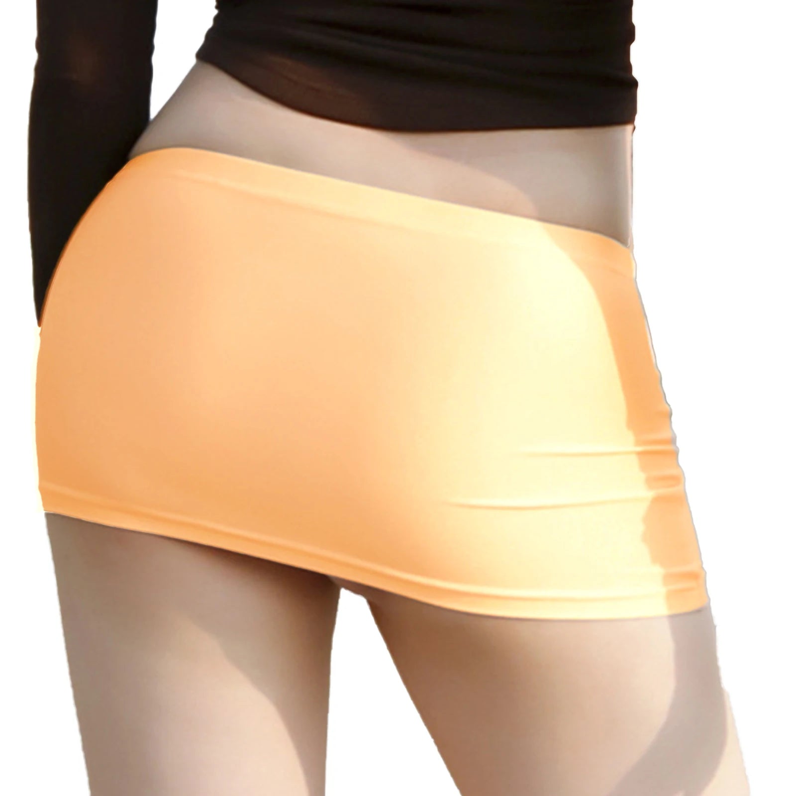 Womens Low Rise Miniskirt Solid Color Elastic Waistband Lingerie Bodycon Mini Skirt Sheer Ultra Pencil Skirt Beachwear Nightwear