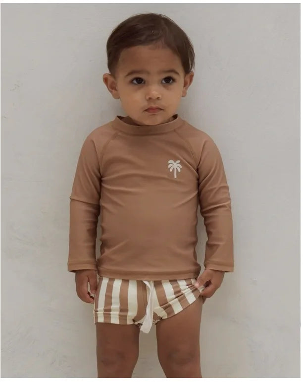 Australian Children Boutique Shorty Sunsuit UPF 50+ UV  Stripe  2 Pieces Swimwear Set Toddler Boys Rash Guards