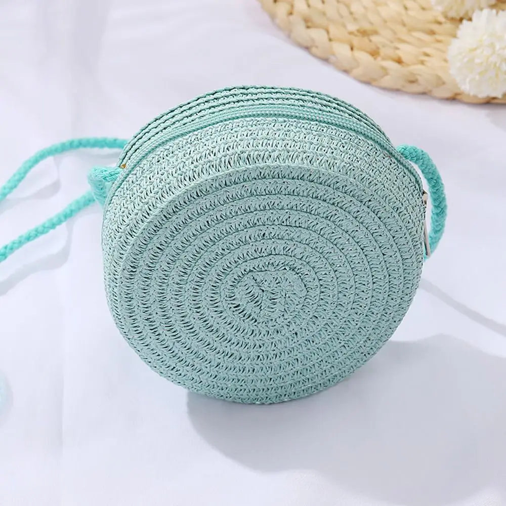 Coin Purse Straw Straw Bag Shell Shape Handmade Summer Beach Bag Handbag Kid Children