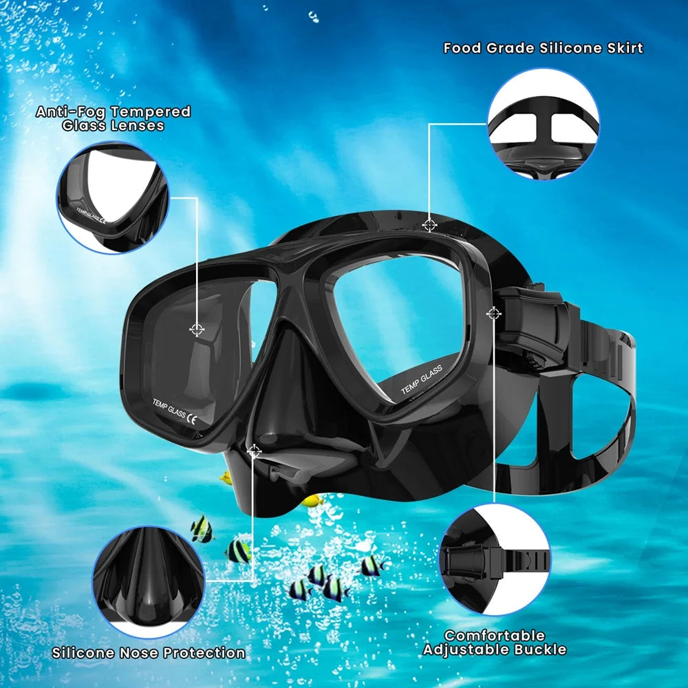 Diving Mask Optical Nearsighted Myopia Diving Glass Scuba Swimming Googles Tempered Glasses Short-Sighted Reading -1.0 to -9.0