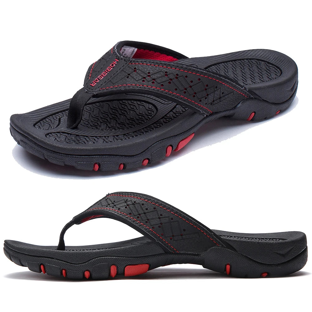Jumpmore Summer Flip Flops Men Shoes Outdoor Fashion PU Leather Flat Shoes Beach Holiday Shoes Size 40-50