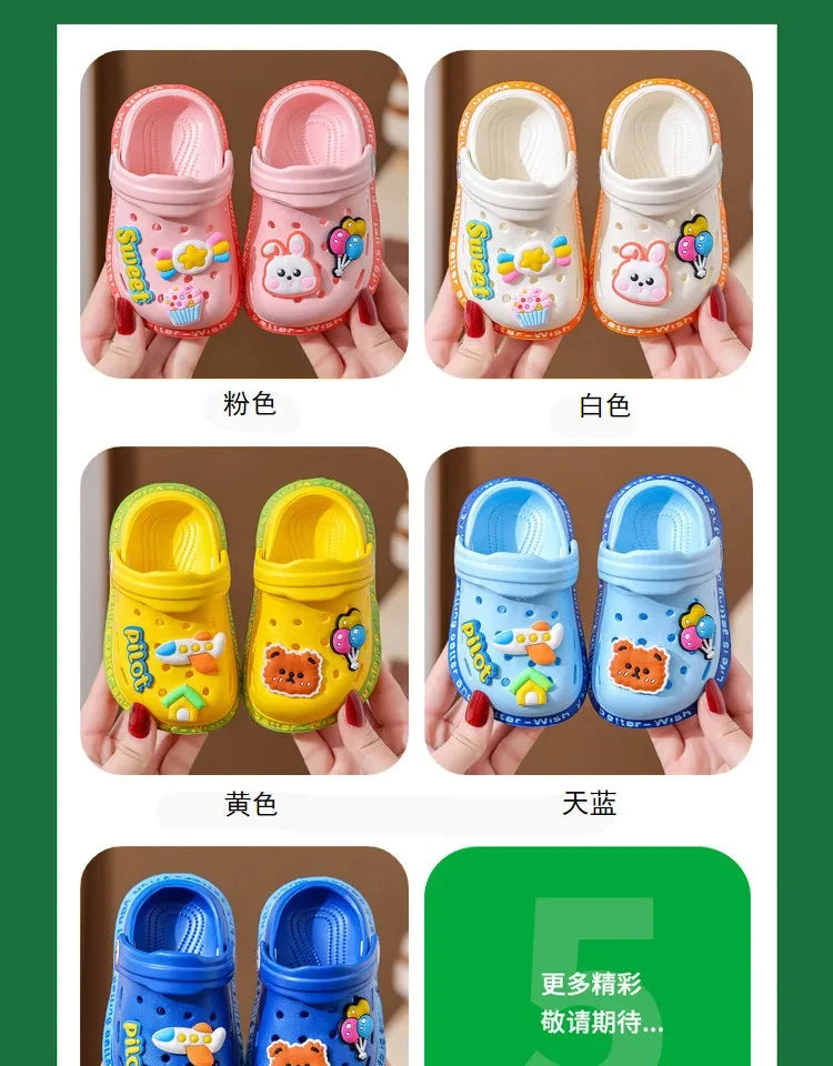 Kids Summer Sandals Hole Children's Shoes Slippers Soft Anti-Skid Cartoon DIY Design Hole Baby Shoes Sandy Beach For Boys Girls