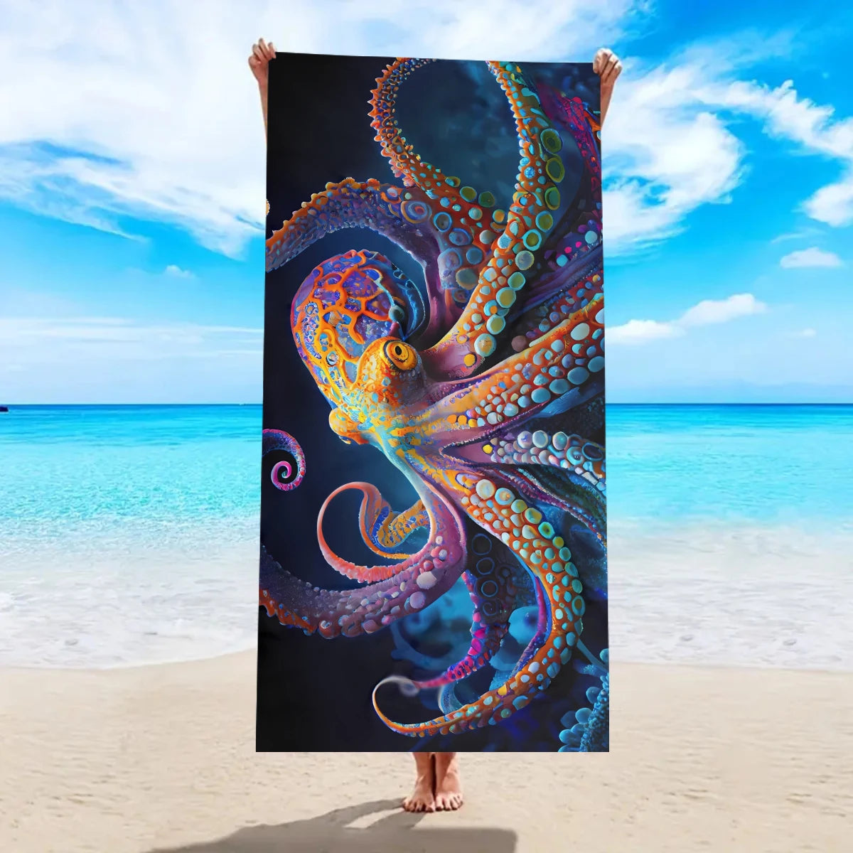 1pc Dolphin Octopus Animal Large Beach Towel, Quick drying Water absorbing Beach Towel, Swimming, Vacation, Camping Beach Towel