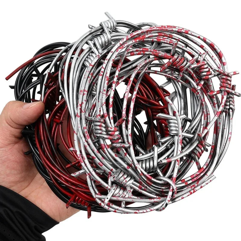 Barbed Wire Halloween Prop for Fence Decoration Simulation Fake Barbed Wires Haunted House Party Favor Backgroun Spooky Ornament