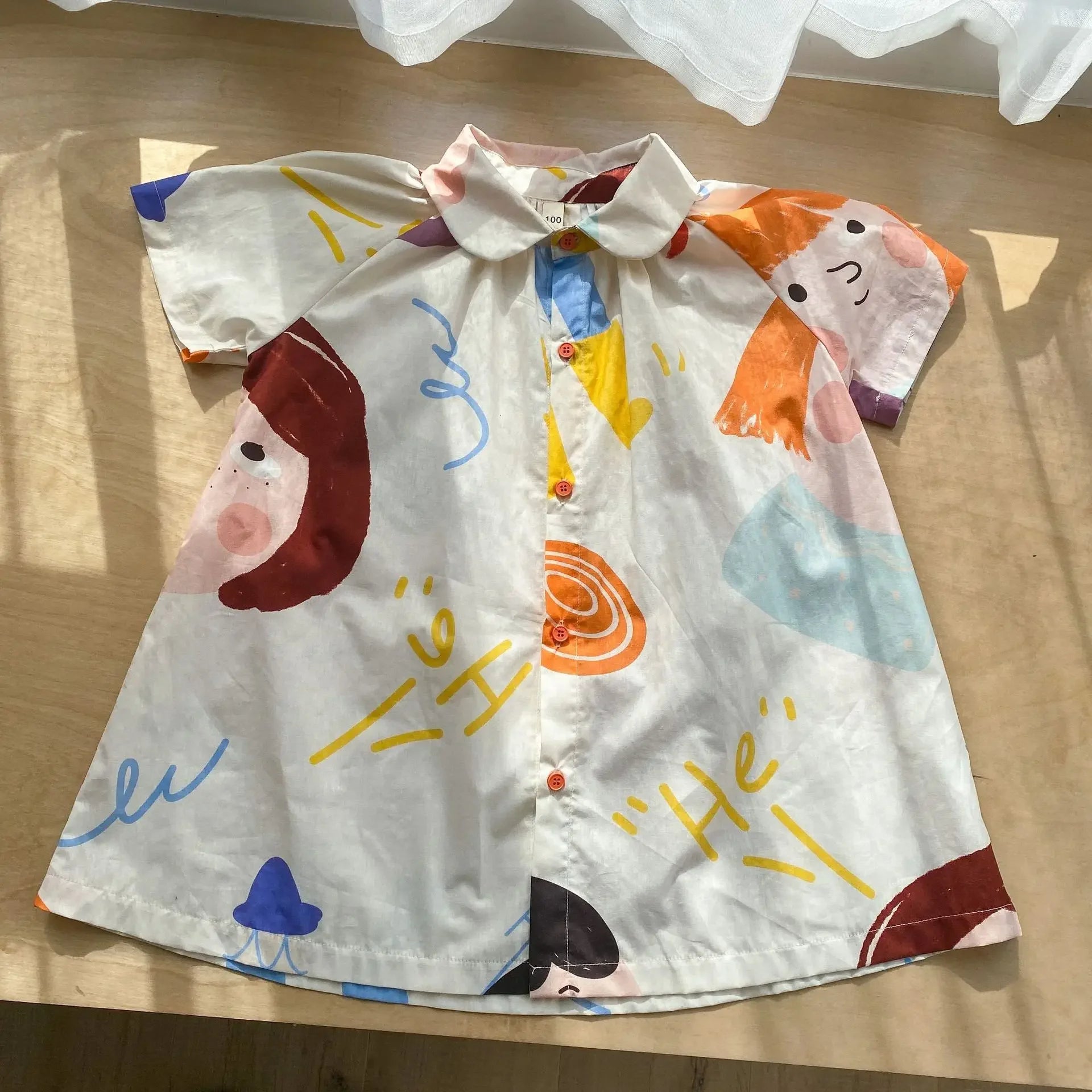Kids Set Brother And Sister Clothes 2025 Summer New Boy's Two Piece Suit Or Short Sleeve Girl's Graffiti Dress Cartoon Clothes