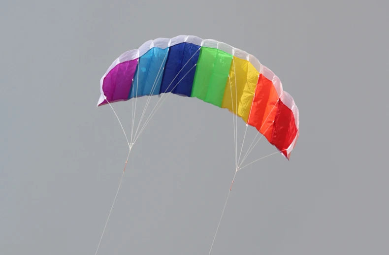 Outdoor Fun High Quality 1.4m Dual Line Parafoil Kite With Handle String Rainbow Sports Beach Good Flying