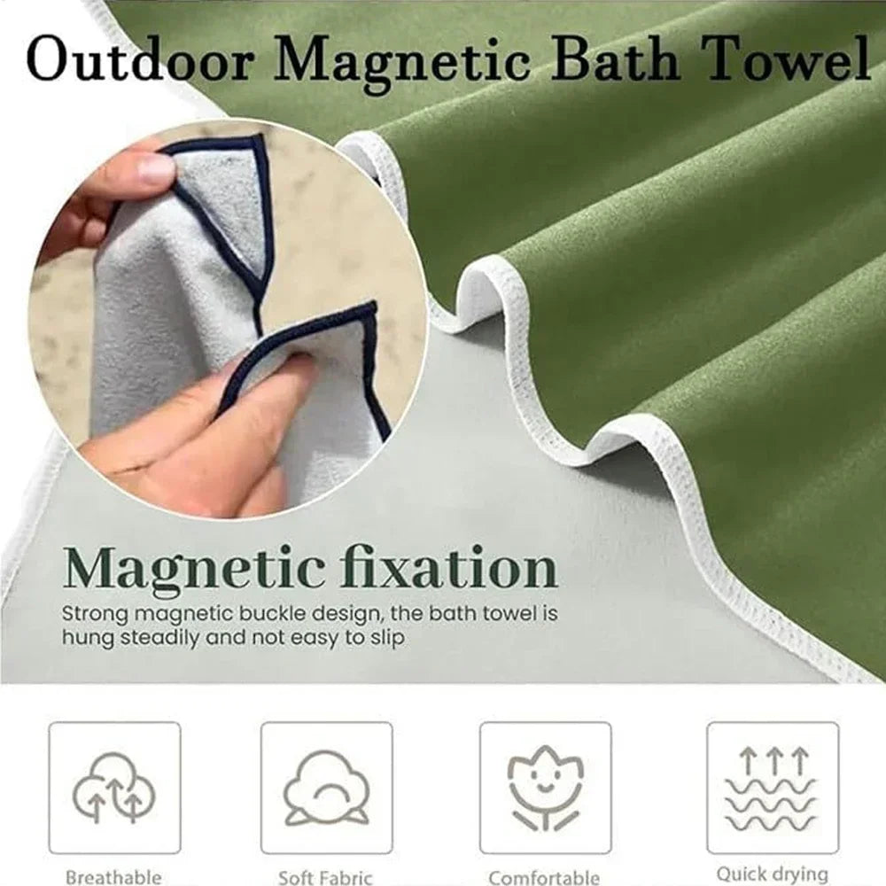 Outdoor Bath Towel Magnetic Bath Towel Outdoor Bath Beach Magnet Towel Quick-drying Microfiber Beach Towels Changing Clothes