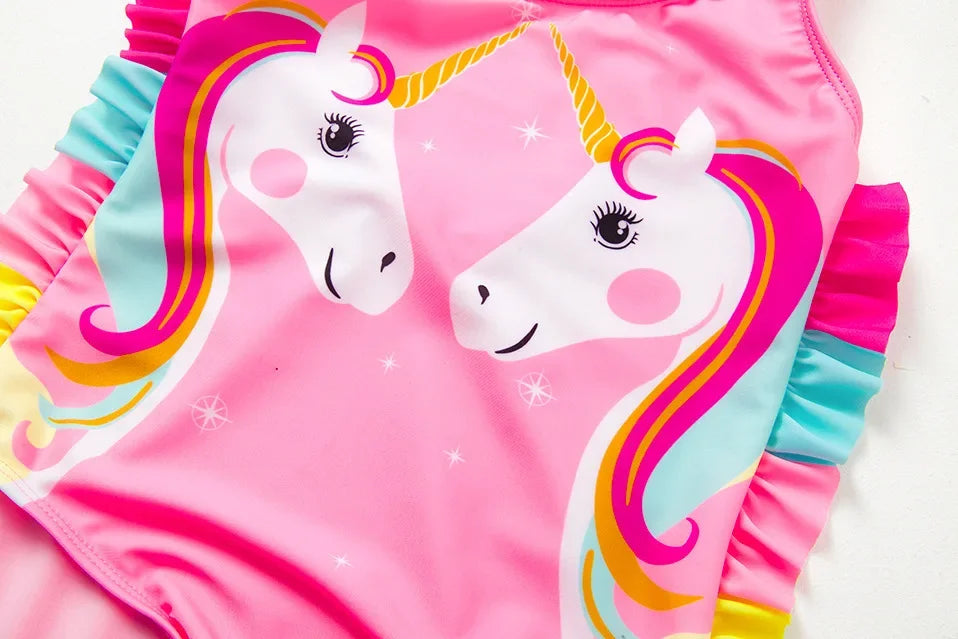Girls Swimsuit One-Piece Mermaid Fish Scale Unicorn Children's Swimwear Girls Beachwear 2 3 4 5 6 7 8 Years