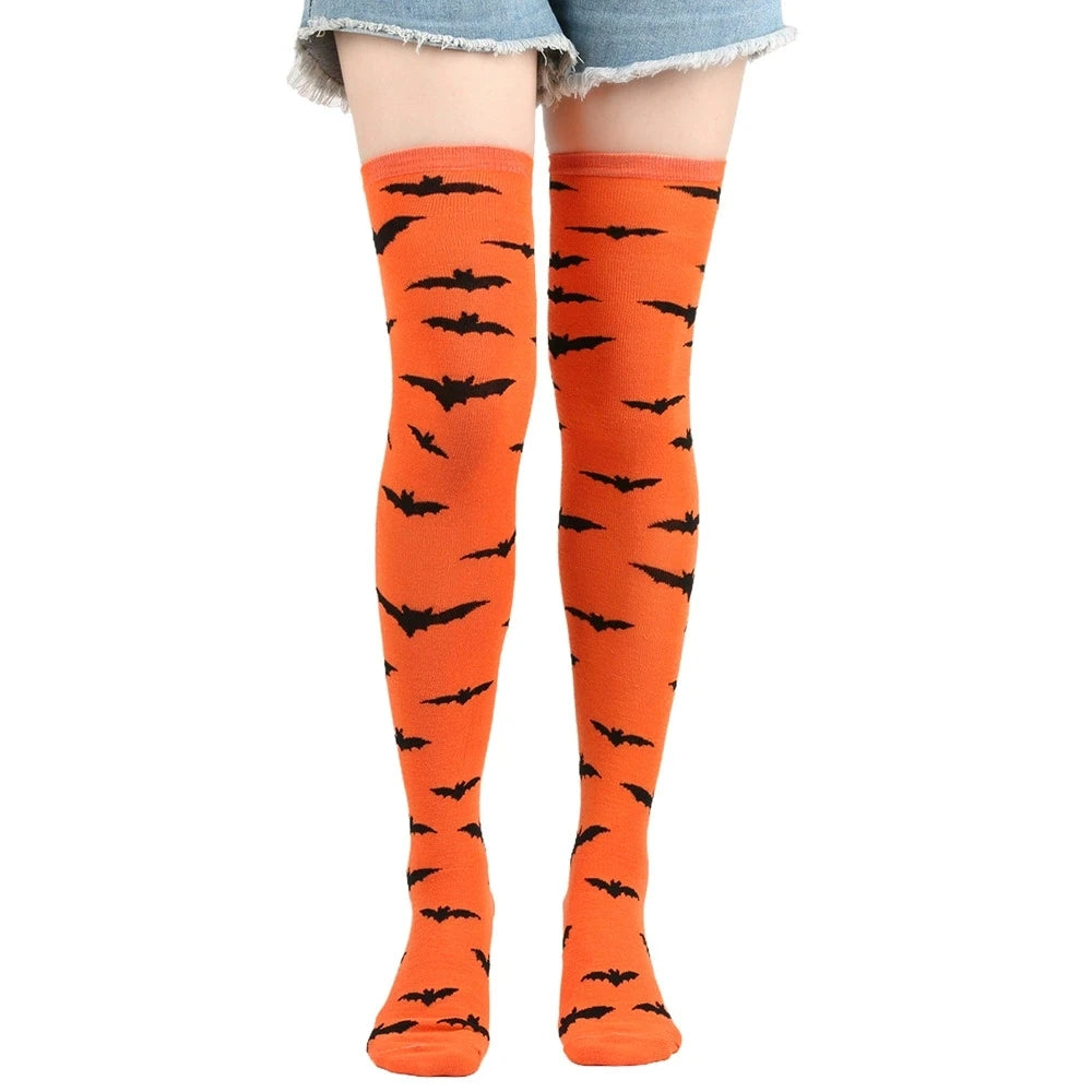 Halloween Stockings Blood Bat Spider Web Socks Festival Dress Up Props Cosplay Makeup Ball Party Skull Head Bone Long Socks New