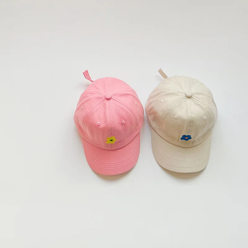 Lovely Flower Children Baseball Cap Solid Color Kids Duck Tongue Hat 3-5 Years Boy Girl Baby Outdoor Sun Visor Cotton Peaked Hat