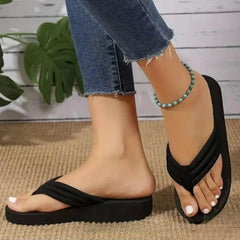 2026 Summer Women's Flip Flop Fashion Outdoor Non-Slip Beach Shoes Comfortable Soft Sole Simple Style Flat Shoes Pantuflas Mujer