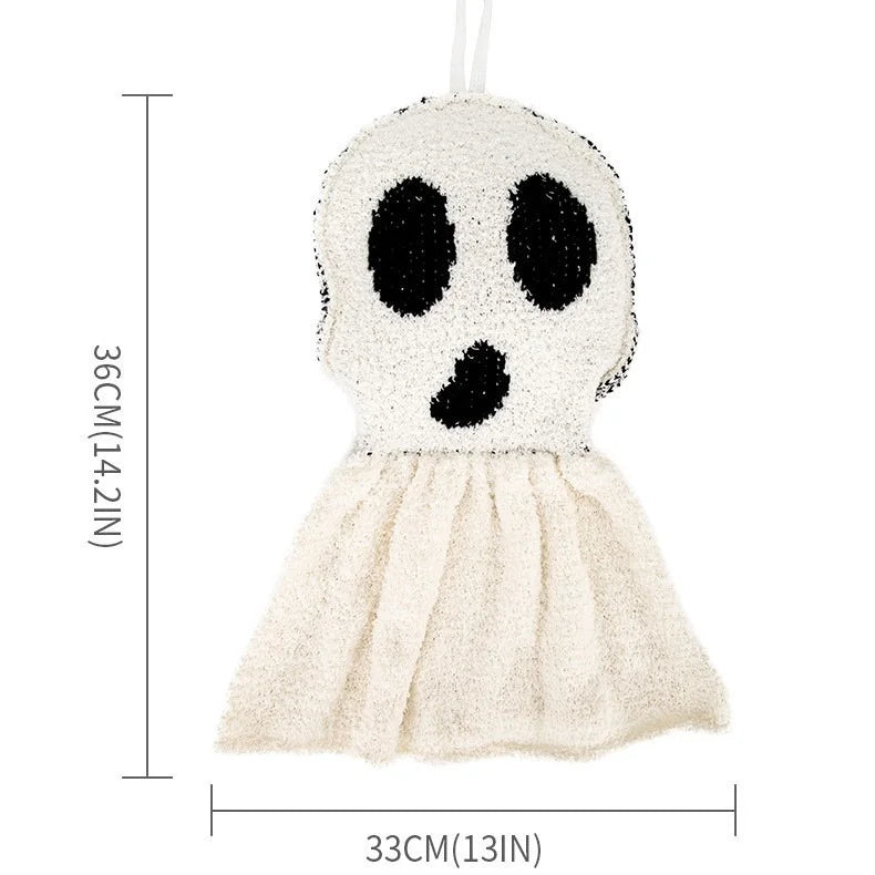 Halloween Ghost Plush Ornament Spooky Ghost Figure Decor Soft Fabric Ghost Figurine for Home Table Holiday Party Decoration